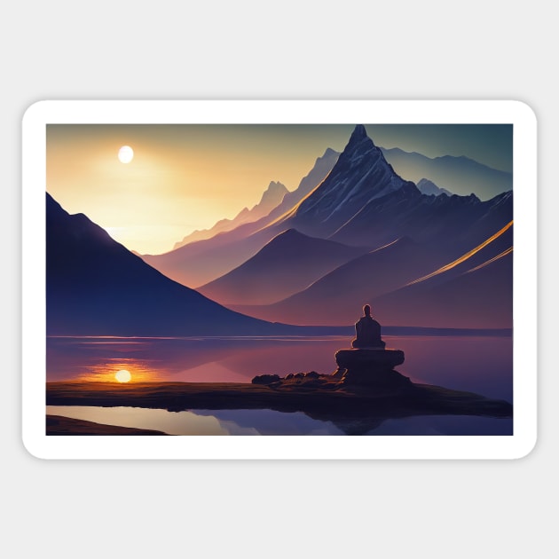 Fantasy landscape for meditation Sticker by MorningPanda